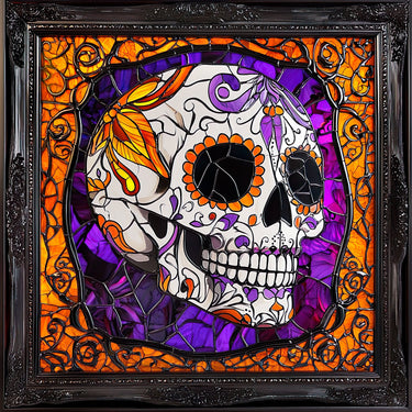 Halloween Skull Sign, DCO-102397, Sign For Wreath, 10x10in Metal Sign